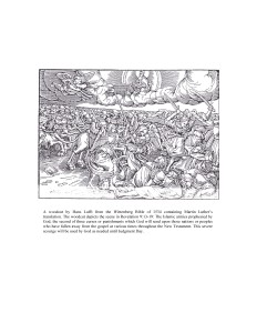 Woodcut by Hans Lufft from the Wittenberg Bible of 1534 containing Martin Luther’s translation. The woodcut depicts the scene in Revelation 9:13-19: The Islamic armies prophesied by God, the second of three curses or punishments which God will send upon those nations or peoples who have fallen away from the gospel at various times throughout the New Testament. This severe scourge will be used by God as needed until Judgment Day.